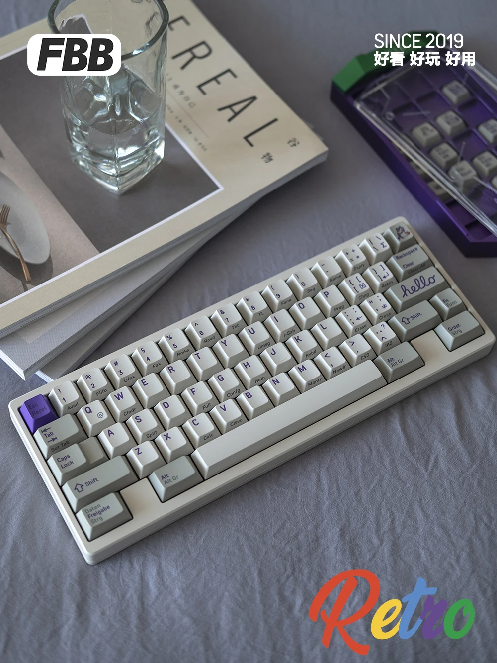 Imagem -04 - Fbb-teclado Mecânico Retro Keycaps Grupo Pbt Sublimação Térmica Personalizado pc Gamer Acessórios Roxo Escritório