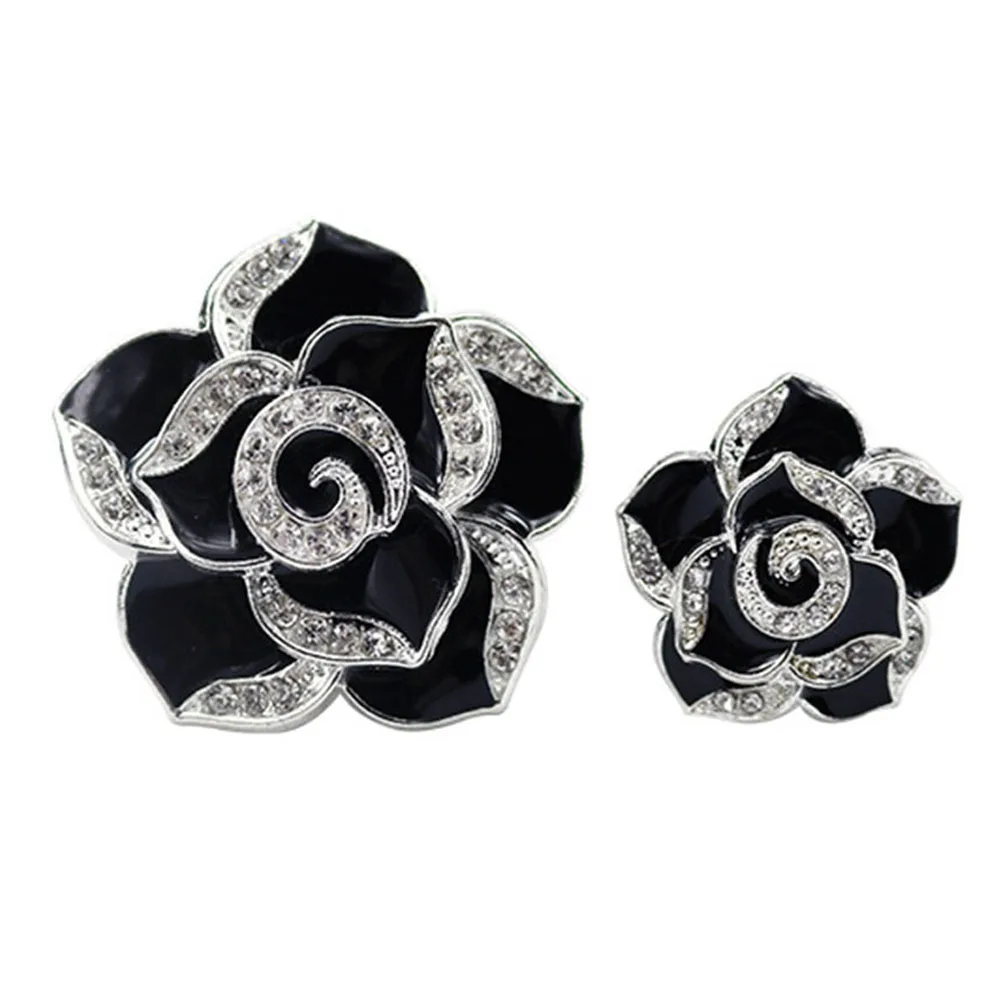 

Fragrance Holder Camellia Rhinestone Vent Decorations Freshener Clips Auto Interior Accessories Black For Ladies Floral