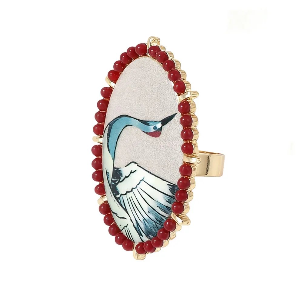 Multi-Style Metal Flying Bird Flower Ring Open Jewelry Accessories Adjustable Ring Vintage Ethnic Ring Wedding Gifts