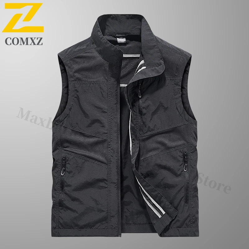 2025 الخريف الرجال سترات بلا أكمام في الهواء الطلق الوقوف طوق تنفس الصيد سترات عادية الرياضة السفر المشي لمسافات طويلة تجريب الملابس #5