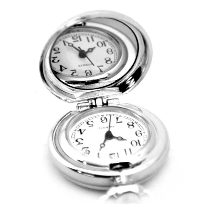 Couple Models Classic Fashion Retro Quartz Small Silver Lotus Blue Flower Pocket Watch