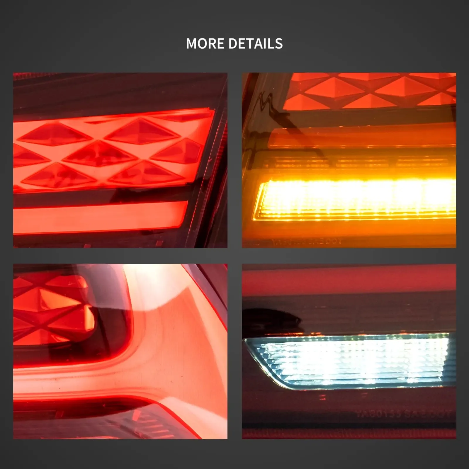 VLAND IV LED Tail Lights with Dynamic Welcome Lighting for 2008-2018 Mitsubishi Lancer and Lancer Evolution X Rear Light Assembl