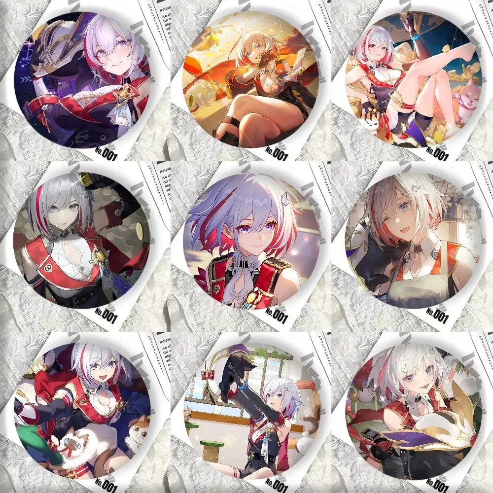 Game Anime Honkai Star Rail Topaz Manga Badges 44 58 75 mm Round Cosplay Pin Bag Decor Fans Collect Friends Gifts Brooch