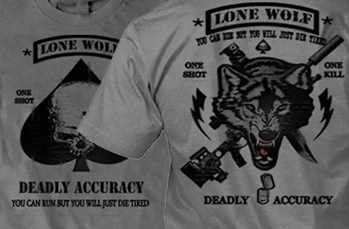 One Shot One Kill, Смертельная точность. Футболка Army Lone Wolf Sniper. Повседневные футболки из 100% хлопка с коротким рукавом, свободный топ, размер S-3XL