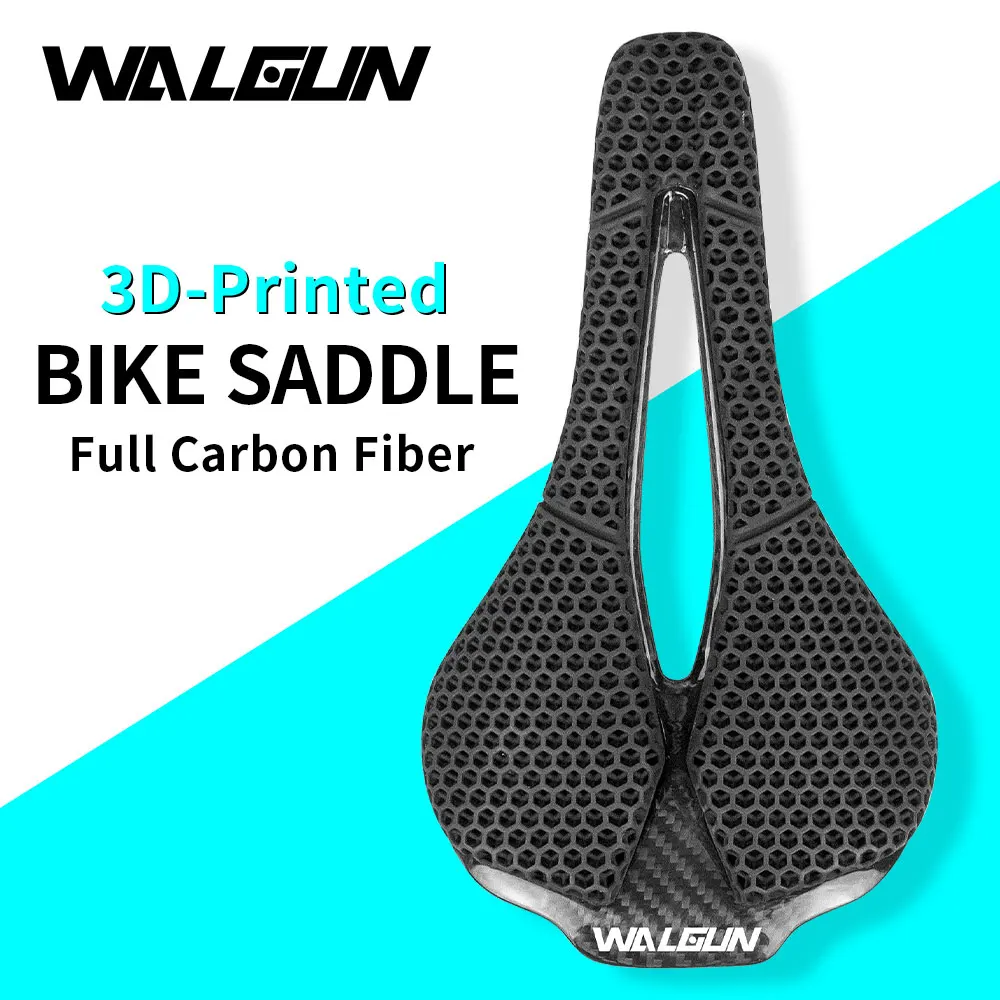 Walgun 3D Printing Bicycle Carbon Saddle Ultra Light Highway MTB Racing Saddle Bicycle Cushion Bicycle Seat Accessories Parts