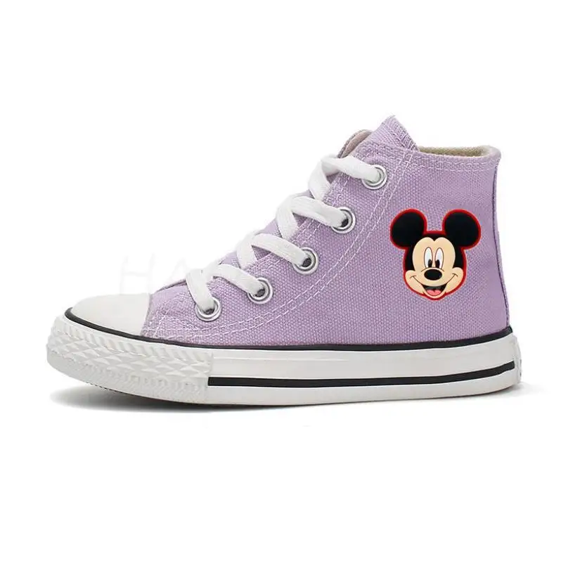 Disney Kids shoes for girl children canvas shoes boys sneakers Minnie autumn girls shoes White High Solid fashion Children shoes