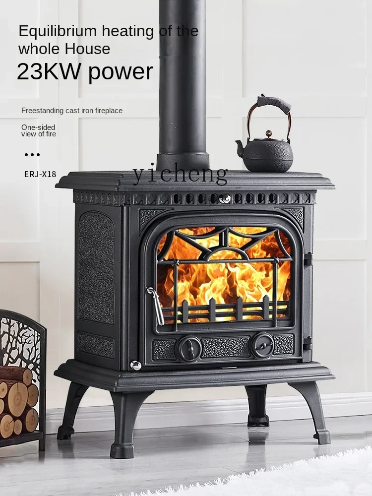 ZF High-End Cast Iron Fireplace Real Fire Firewood Stove Villa Wood Burning Rural Heating