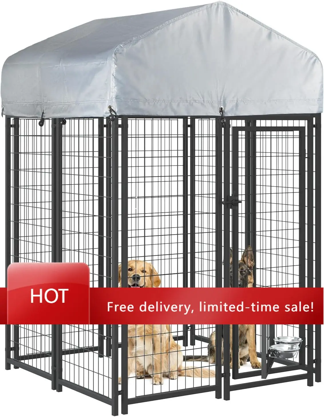 

Горячая распродажа: Уличный вольер для собак 4x4x6 футов для крупных пород, сверхпрочный сварной стальной манеж с надежным замком, ограждение для домашних животных