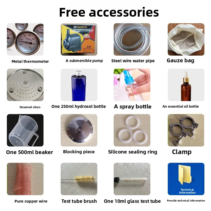 آلة المياه المقطرة المنزلية الصغيرة لا تزال تكرير الزيت العطري معدات التقطير Baijiu آلة هيدروسول الوردية الفولاذ المقاوم للصدأ