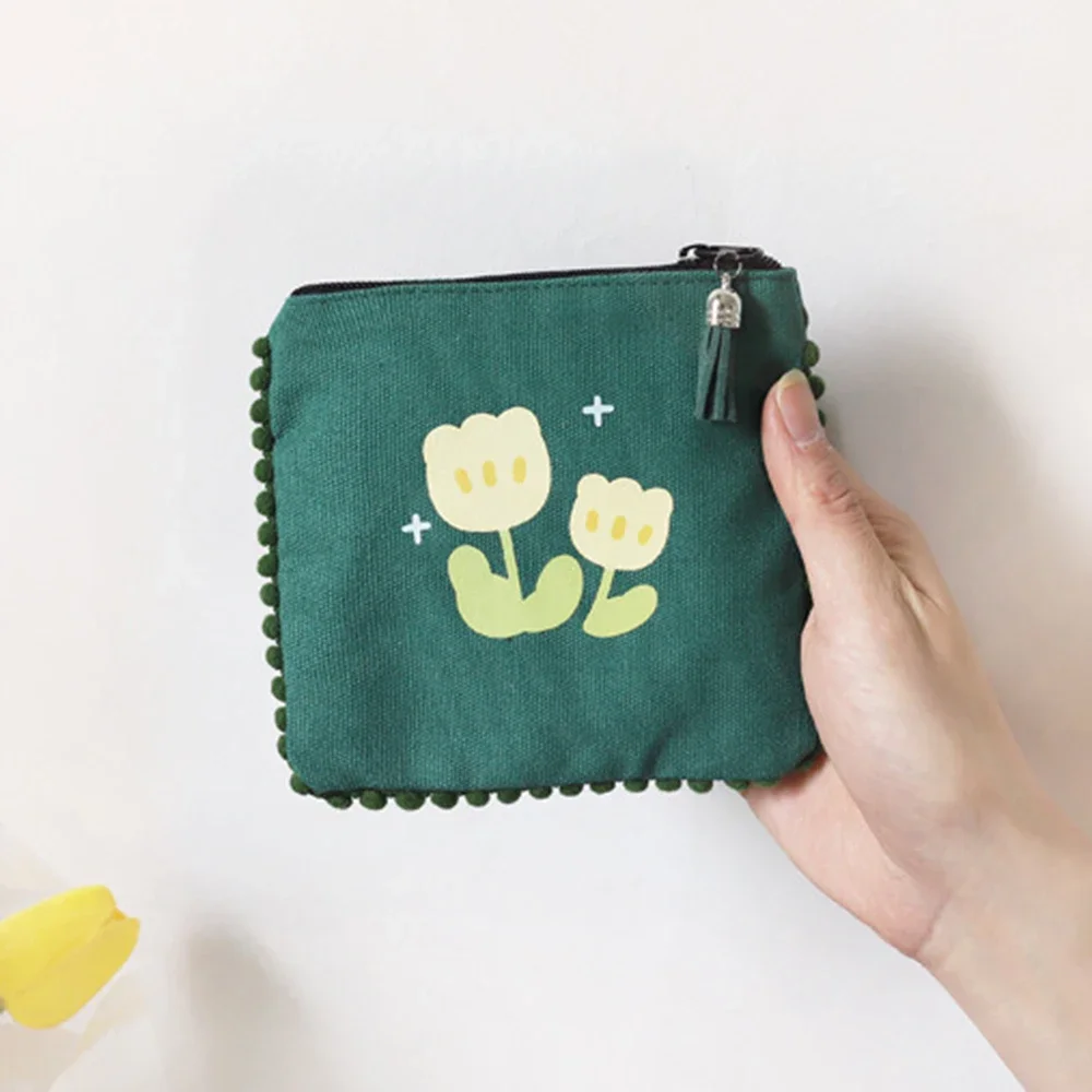 Mini Flower Pattern Coin Purse Napkin Storage Bag Large Capacity Cute Bag Canvas Pendant Wallet for Women Кошелек для монет