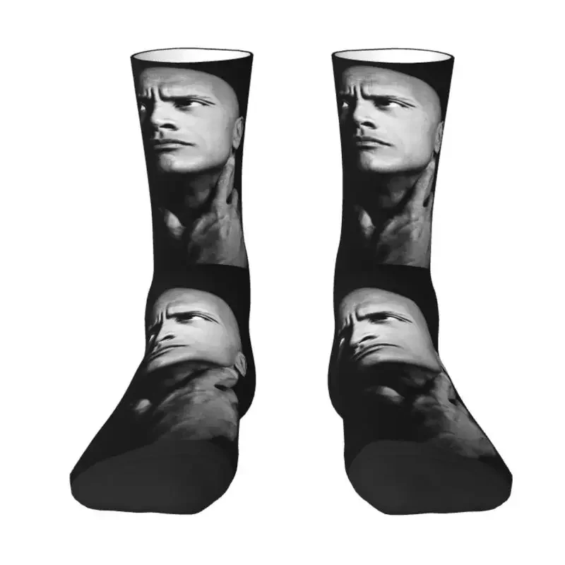 Fun Printed Dwayne The Rock Johnson Socks for Men Women Stretchy Summer Autumn Winter Crew Socks