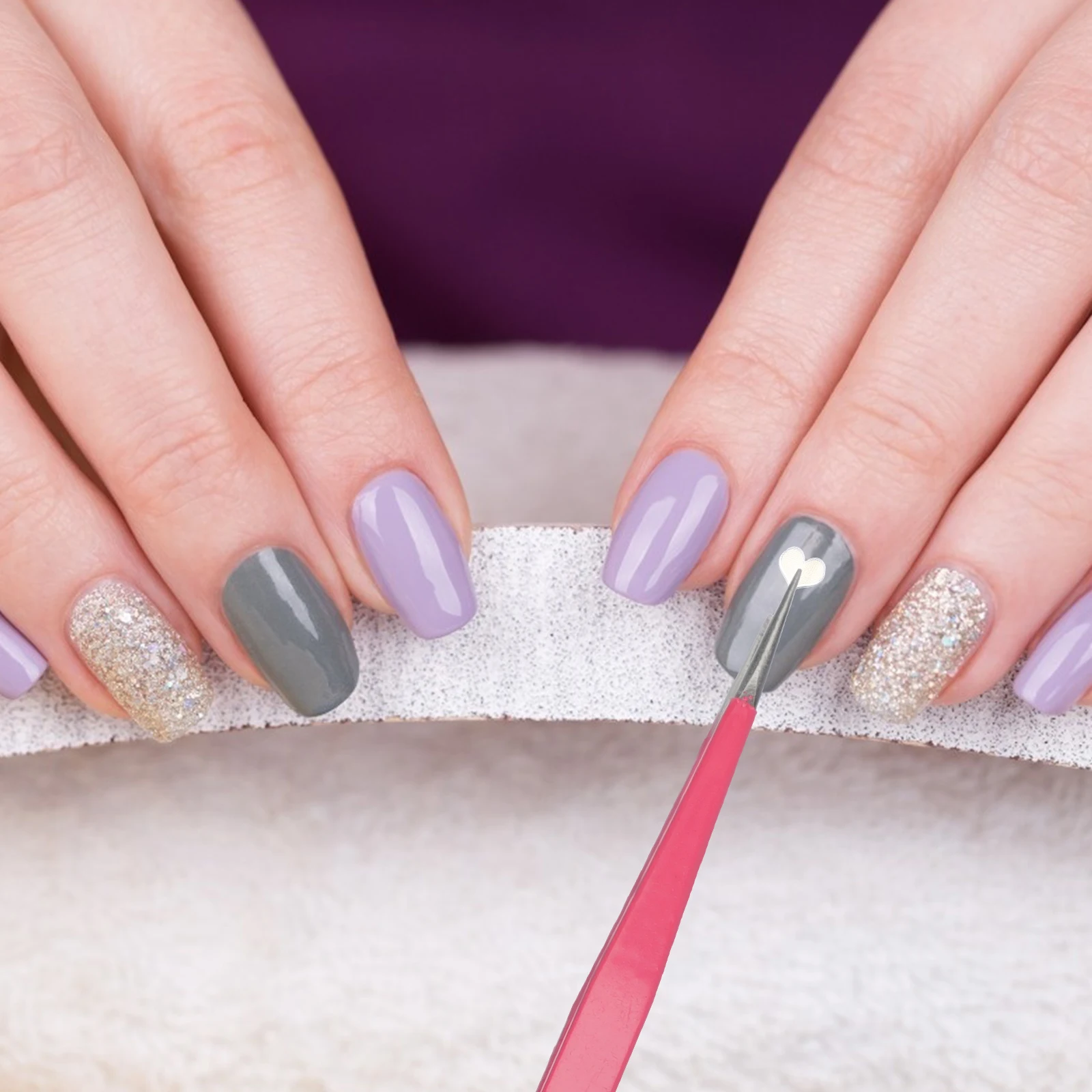 

3Pcs Manicure Tweezers Dual-Headed Stainless Steel Precision Tool for Nail Art DIY Sticker Pasting and Pressing Multifunctional