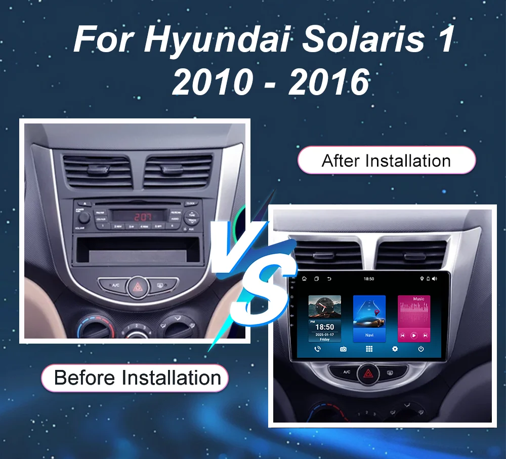 Android 15 Car Radio Stereo For Hyundai Solaris 1 2010 - 2016 Auto Multimidia Video Player GPS Navigation 4G Carplay NO 2DIN DVD