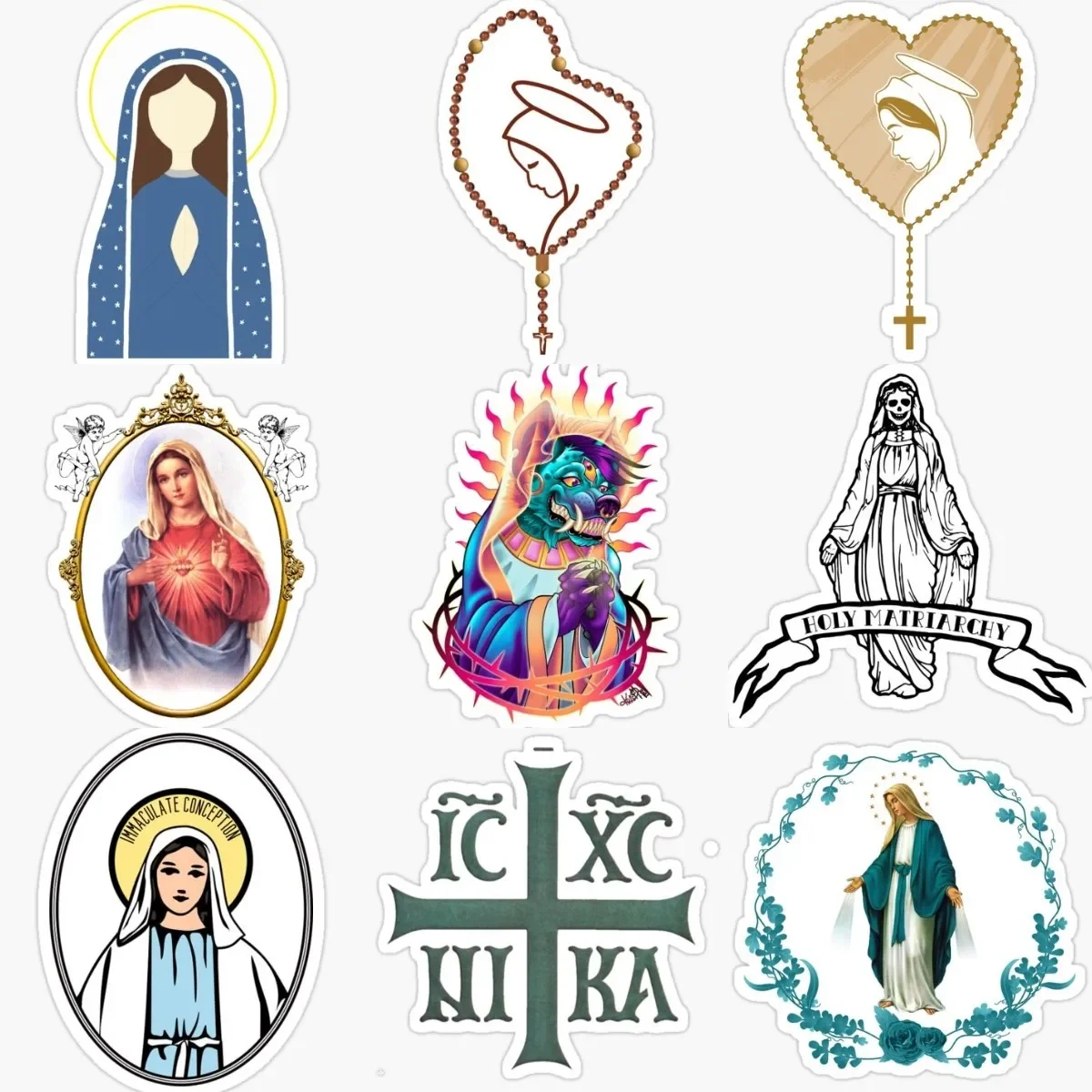 

Virgin Mary Jesus Christ Heart Creative PVC Waterproof Stickers Accessories for Decorate Car Wall Table Motorcycle Off-road Van