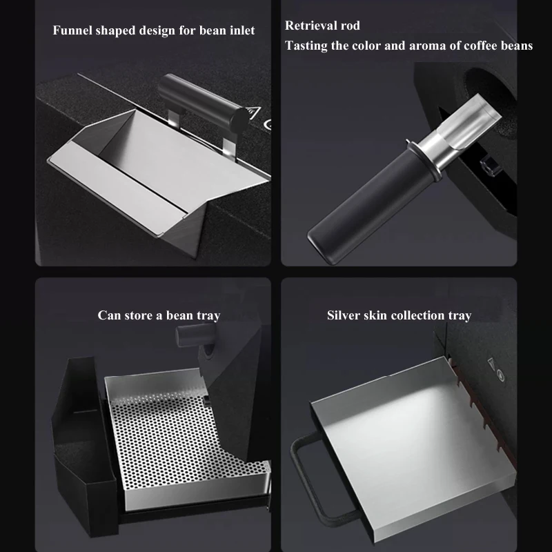 1000 W elektrische Kaffeebohnen-Bratmaschine, professionelle Kaffeeröstmaschinen, Edelstahl-Heizrohr, Kaffeeröster
