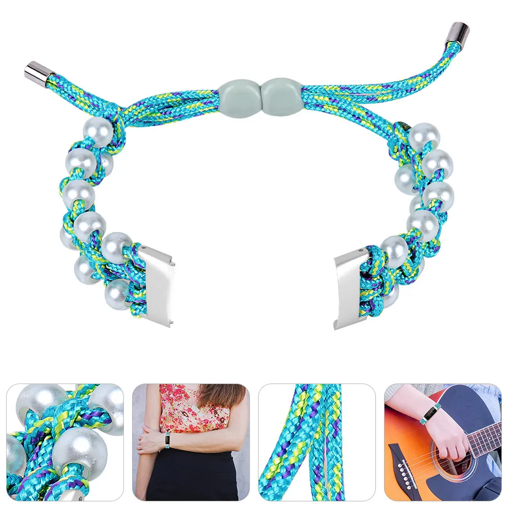 

Премиальный тканевый ремешок для часов с жемчужным декором, регулируемый, стильный, удобный, вязаный, модный, сменный.