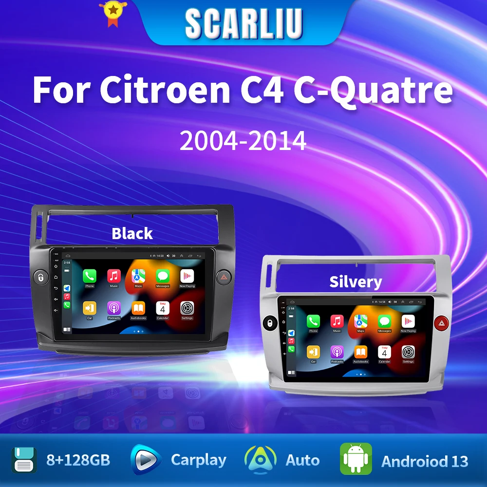 

SCARLIU Car Radio Carplay for Citroen C4 C-Triomphe C-Quatre 2004 2005 2006 2007 2008 2009 2010 2011 GPS Multimedia Video Player