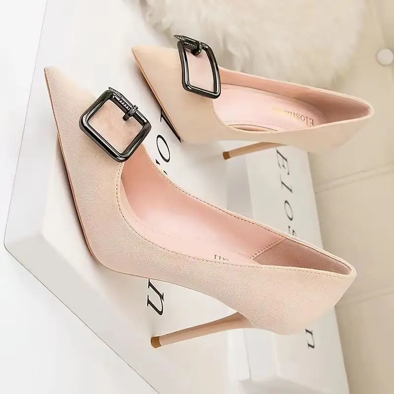 Zapatos sexis a la moda para Mujer, Zapatos de tacón fino con punta estrecha, tacones altos, Zapatos náuticos de cuero, Zapatos de boda para Mujer