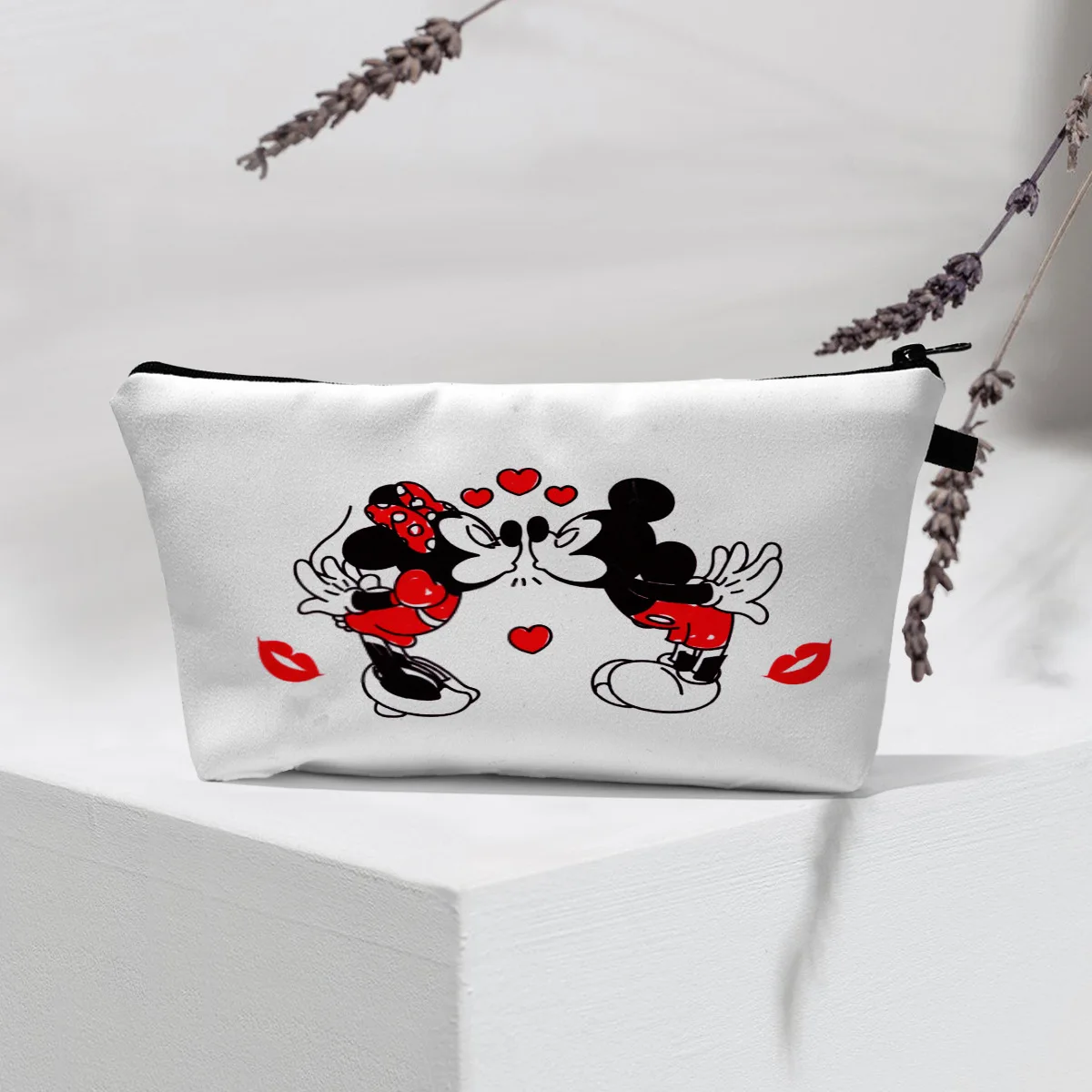 Disney Mickey Minnie Makeup Bag Kawaii Disney Storage Bag Girls Student Travel Multifunctional Bag Washing Bag Pencil Case Gifts