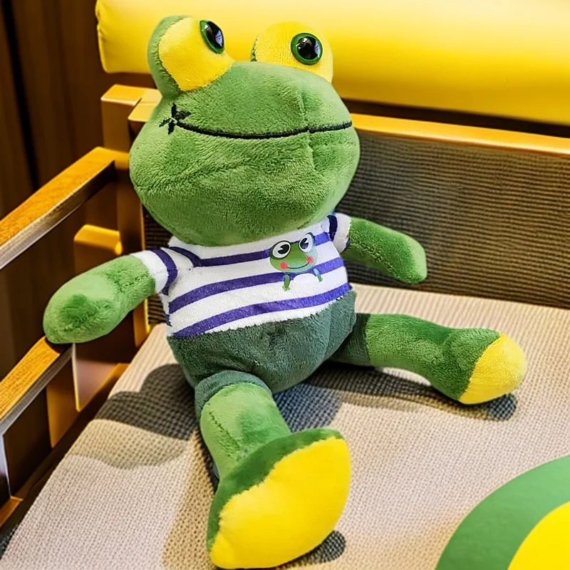 28CM Cartoon Striped Cute New Frog Plush Toy Kawaii Big Eye Frog Dollsperfect for Children's Festival Birthday Gifts
