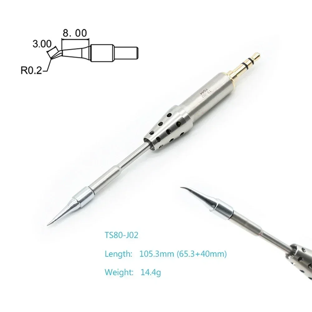 TS80P B02 BC02 D25 K4 J02 Soldering Iron Tip Replacement Solder Head 100mm Length 129x16mm Desoldering Tools Accessories