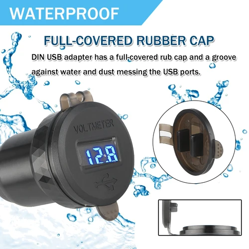 Imagen 2 del producto Cargador USB Dual TypeC Quick 3,0, adaptador LED DIN Hella Socket para BMW R1200RT F900XR R1200GS R1250GS S1000XR F800GS F850 750GS