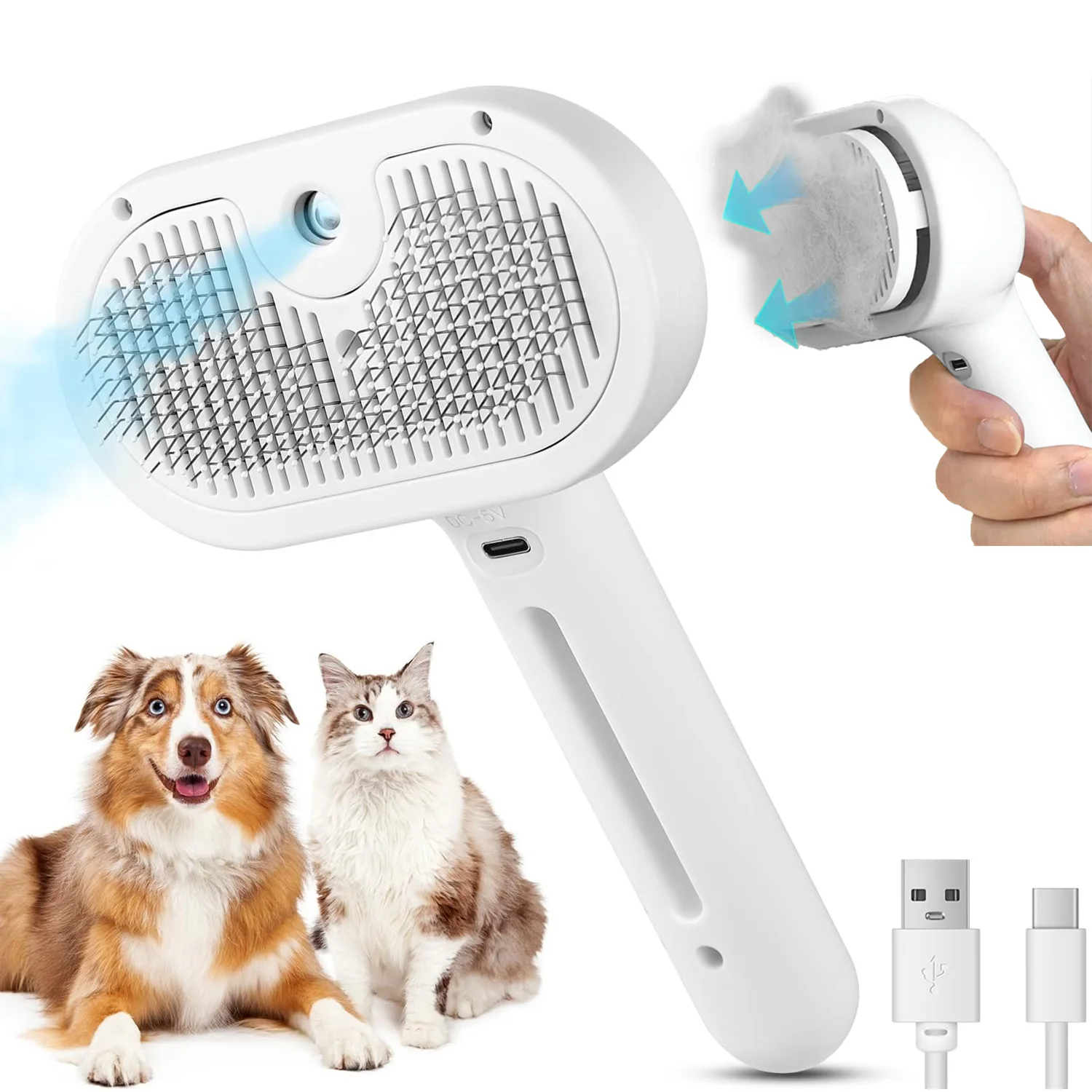 Pet Spray Hair Comb Pet Hair Remover Cleaning Brush Cats Grooming Dog Accessories Tools Dematting Water Mist Humidifier Comb 1