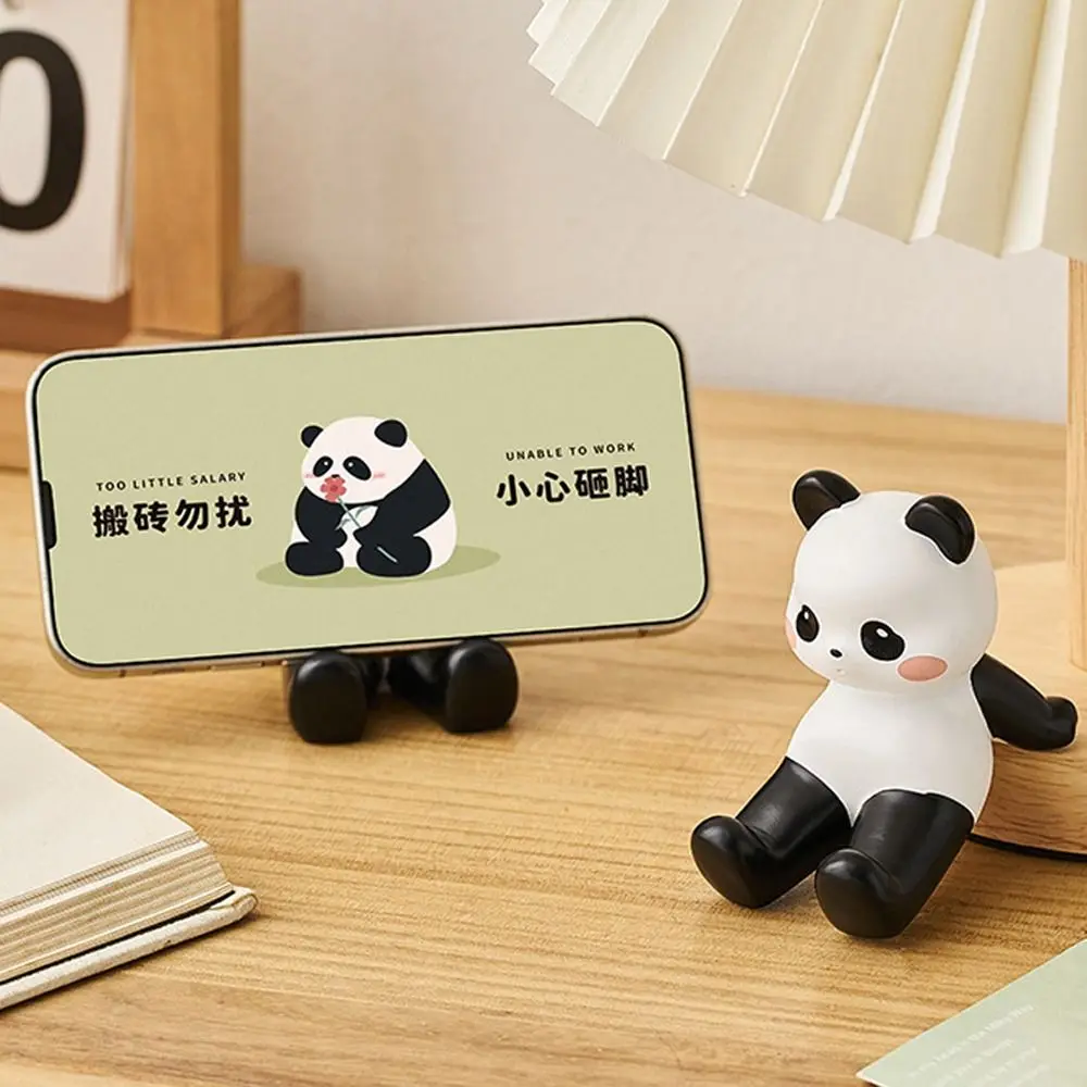 Universal Phone Holder Resin Panda Ornament Cartoon Cute Panda Doll Toy Desk Decor Creative Animal Figurines Decorative Gifts