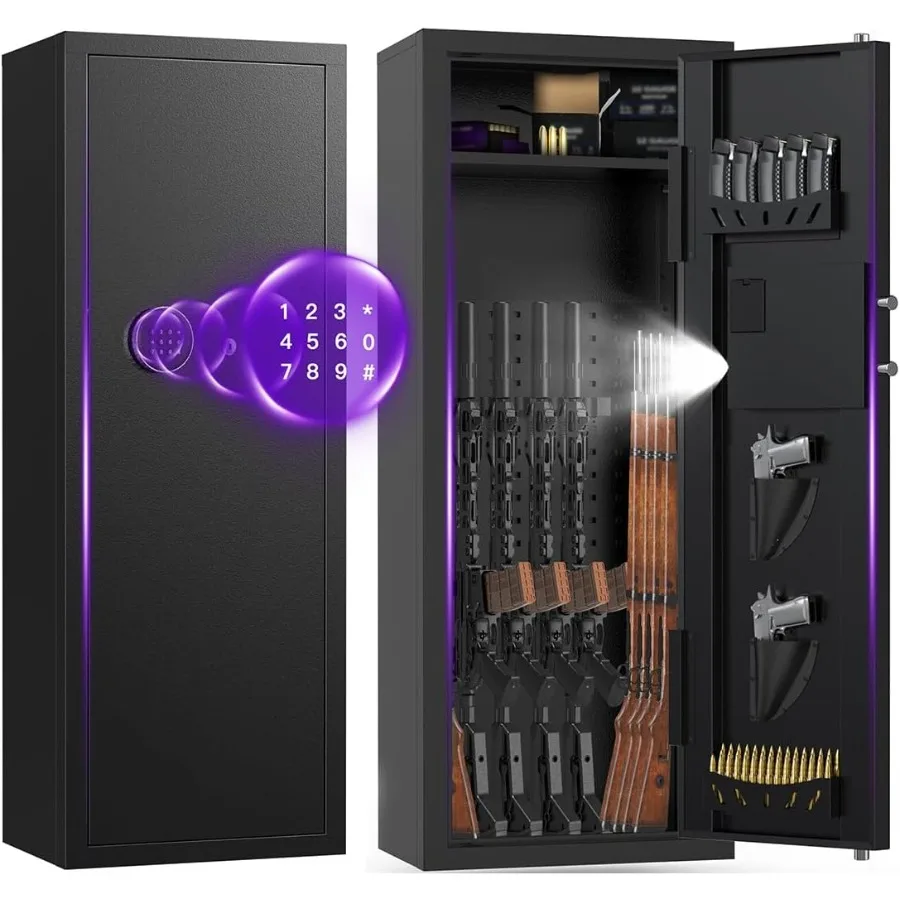 1015Gun Capacity Rifle Safe with Quick Access Digital Keypad for Home Security: AntiTheft and AntiPry Design Featuring Adjustab