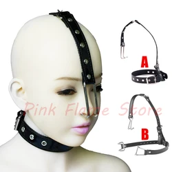 Fetish Sex Toy For Couple Adult Game Bdsm Bondage Metal Nose Hook Nose Clip With Neck Collar SM Leather Harness Restraint Collar