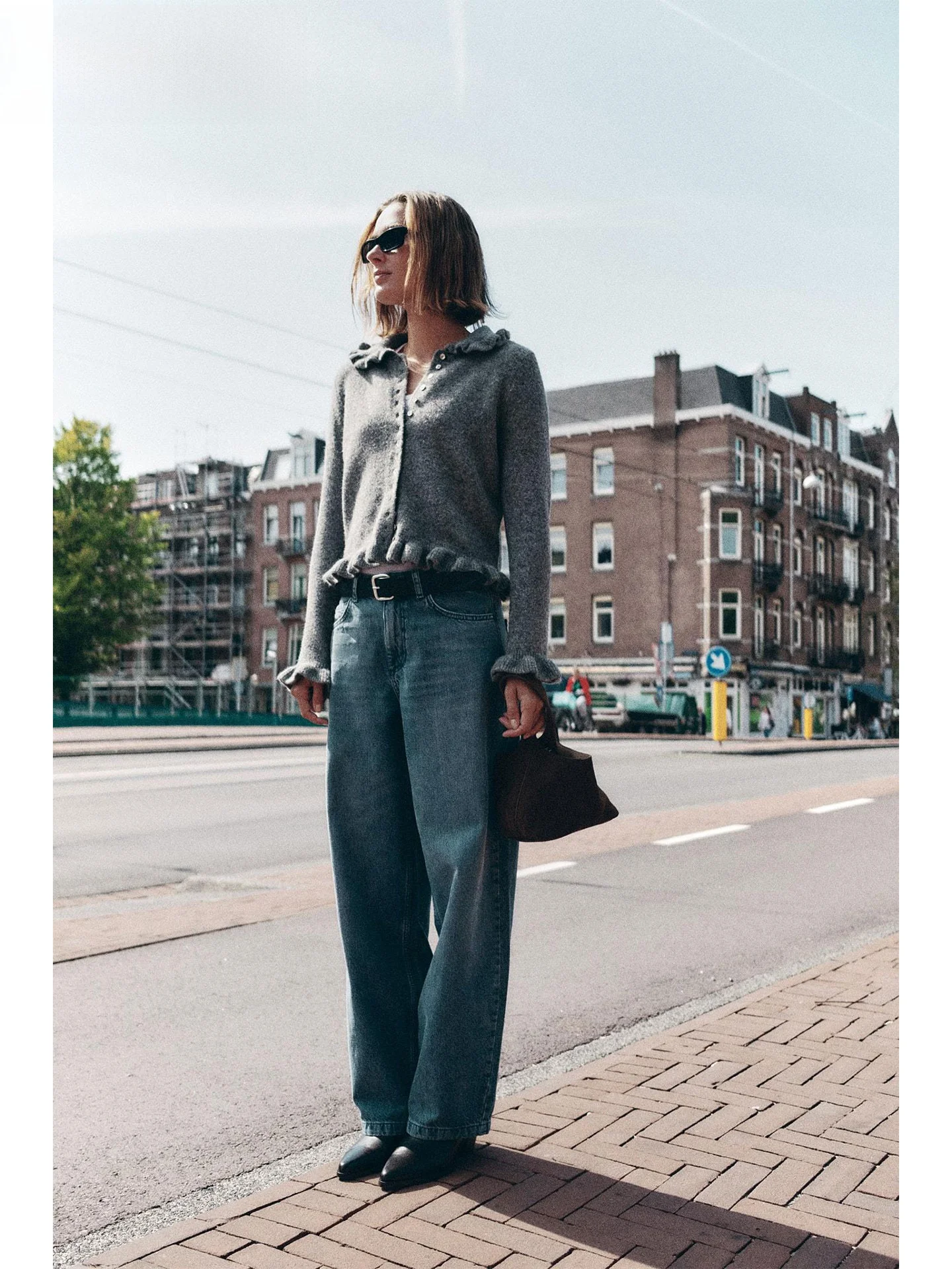 ZAPRHA Modny, warstwowy, długi kardigan z dzianiny dla kobiet, dekoracyjny płaszcz z kołnierzykiem, odzież wierzchnia na wiosnę i jesień, nowość