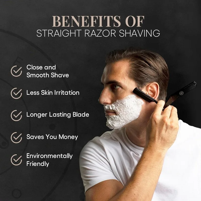 Lancelot Black Stainless Steel Straight Razor，Shave Ready Straight Edge Razor, Stainless Steel,Straight Razors