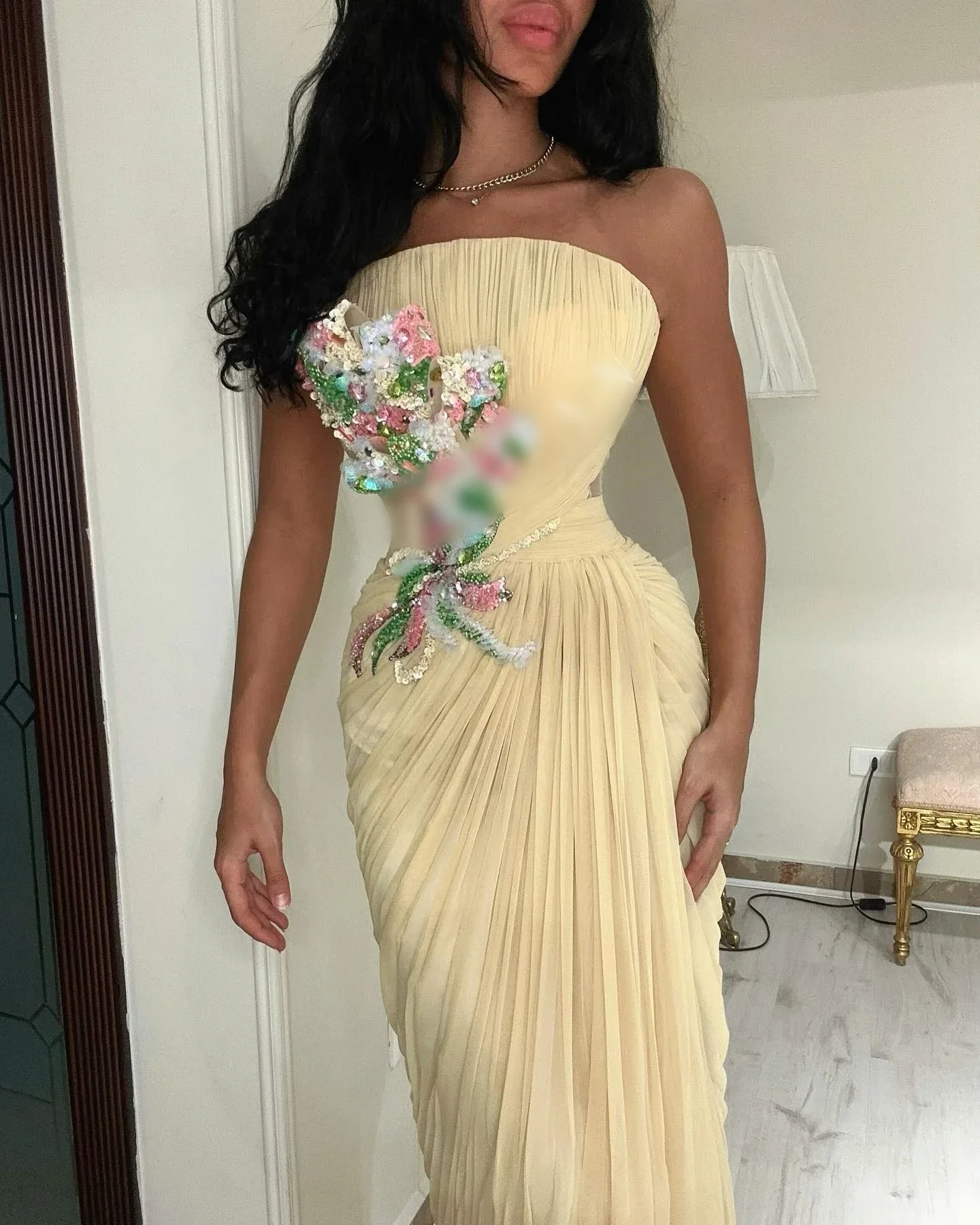 Vestido de fiesta personalizado, vestido Formal de noche para mujer, Arabia Saudita Jiayigong, alta calidad, exquisito, sin tirantes, sirena Es, flujo de cuentas