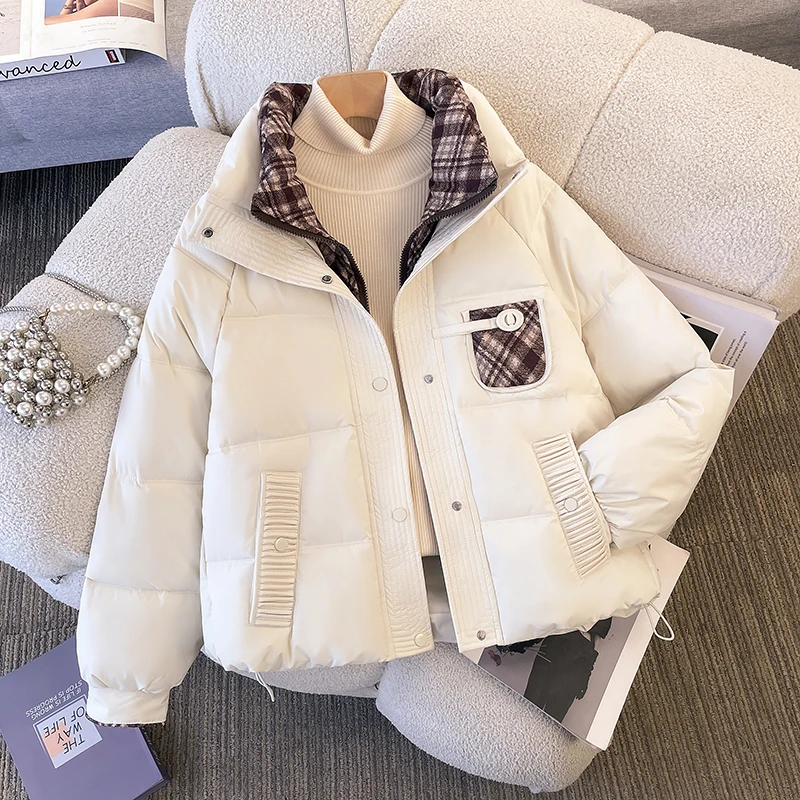 Abrigo de algodón acolchado ort para mujer, abrigo de algodón con cuello levantado, nuevo diseño de invierno, ropa de abrigo pequeña con sentido