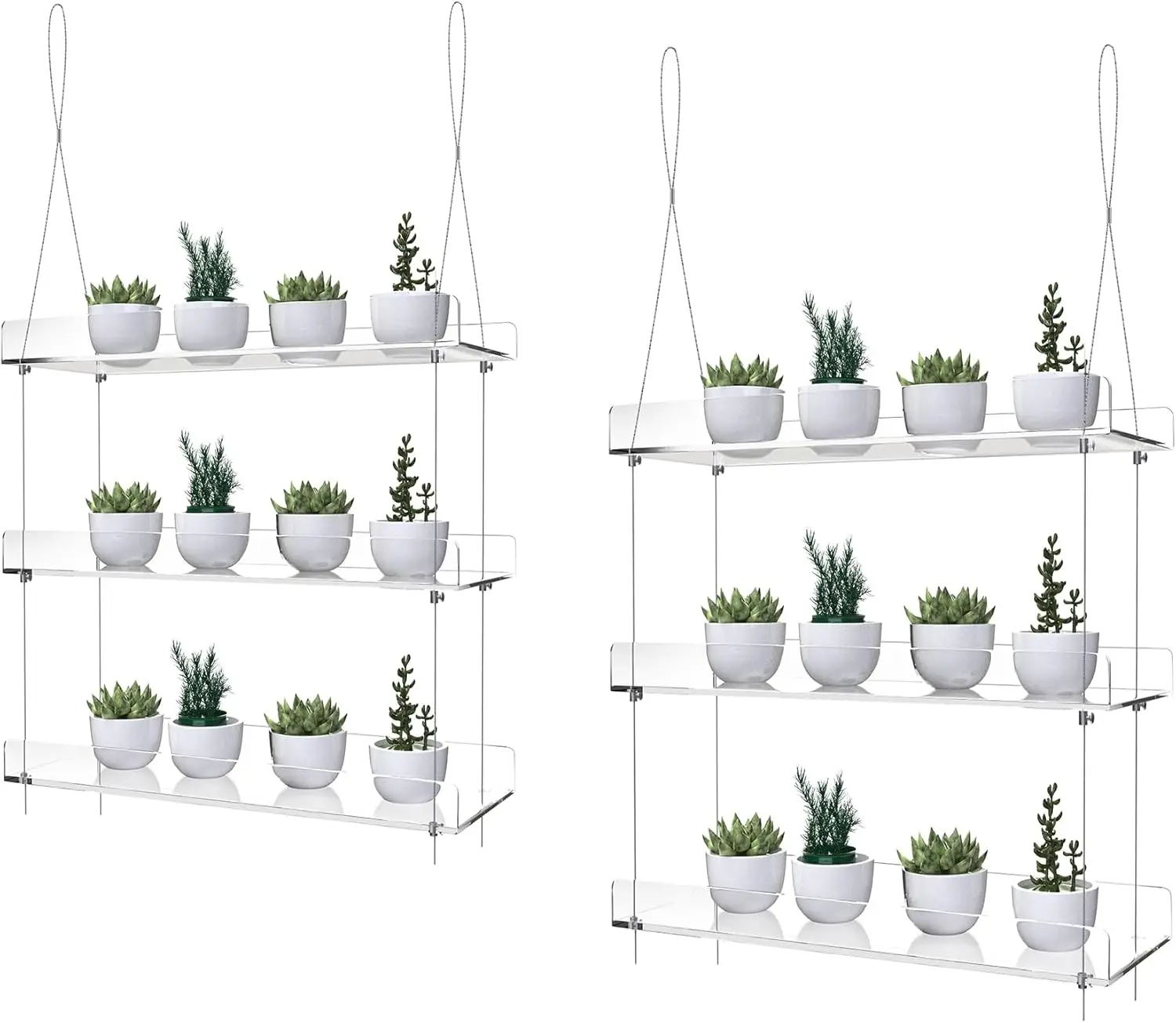 

2-Pack Adjustable Clear Acrylic Plant Stands for Windows - 16" Transparent Hanging Racks for Indoor Garden, Herbs, Home Decor