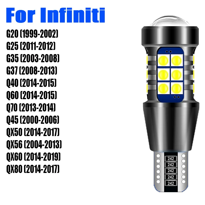 2個T15 921 canbus ledリバースライト901電球W16WバックアップランプインフィニティQX50 QX56 QX60 QX80 G20 G25 G35 G37 Q40 Q60 Q70 Q45