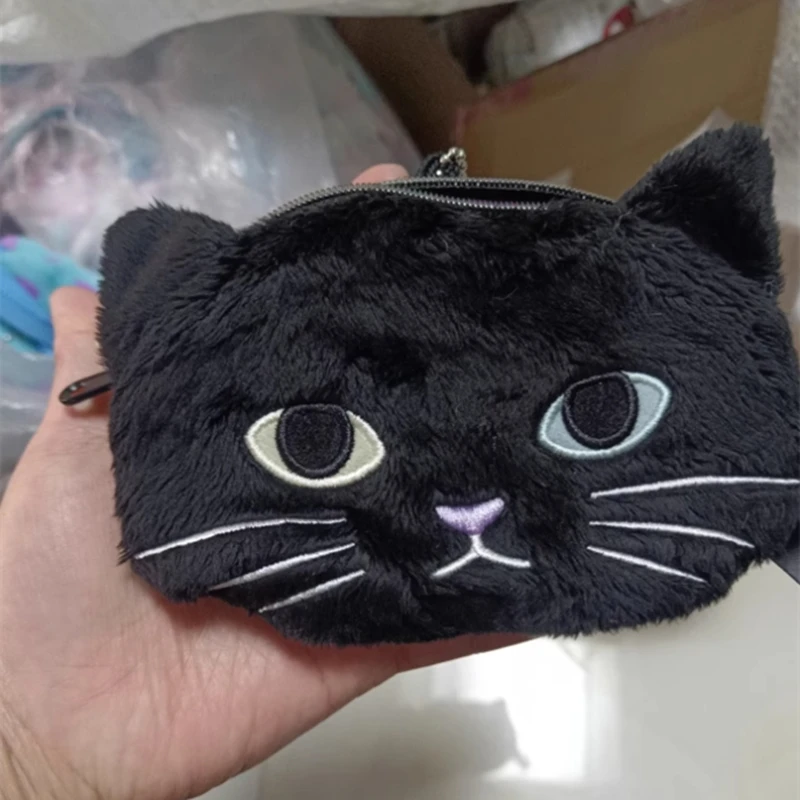 لطيف هالوين القطيفة السوداء القط عملة المحفظة أحمر الشفاه حقيبة التخزين الفتيات هدايا حفلة عيد ميلاد