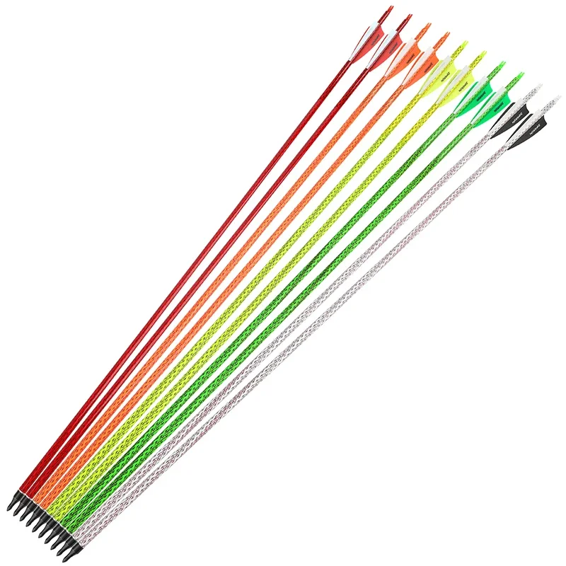 

6/12pcs Archery Carbon Arrows 30'' Spine 500 ID 6.2mm Shaft for Outdoor Compound Bow Recurve Bow Hunting Shooting Accessories