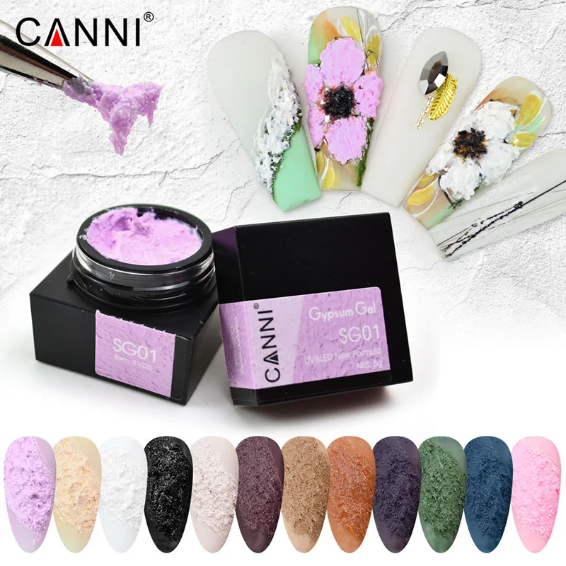 Canni Gypsum Gel Nail Decoration 3D Effect Super Texture Painting Gel Soak Off UV LED Semi Permanent Pigmented Paint