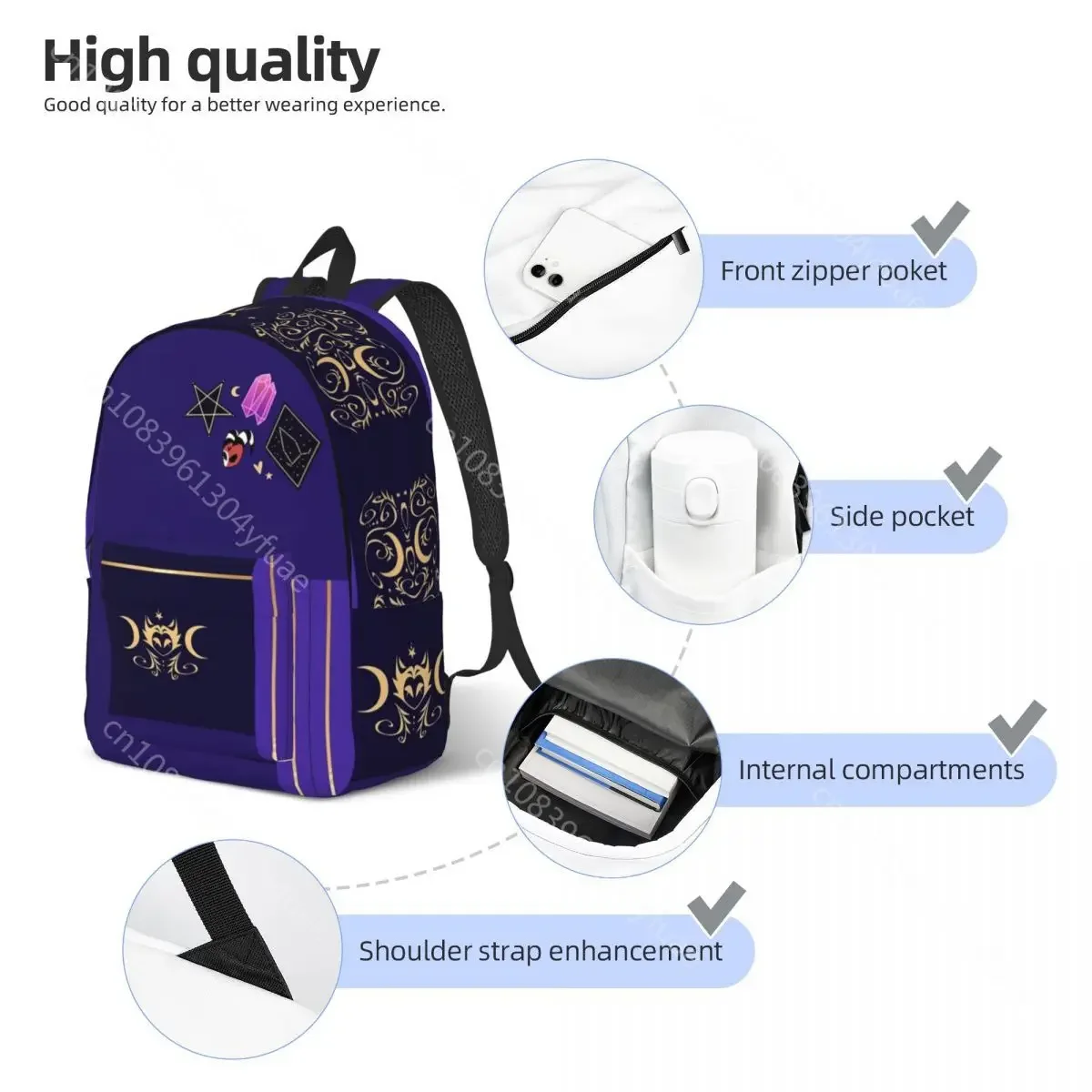 Stolas Cartoon Backpack Helluva Men Polyester Cycling Backpacks Large Aesthetic High School Bags Rucksack