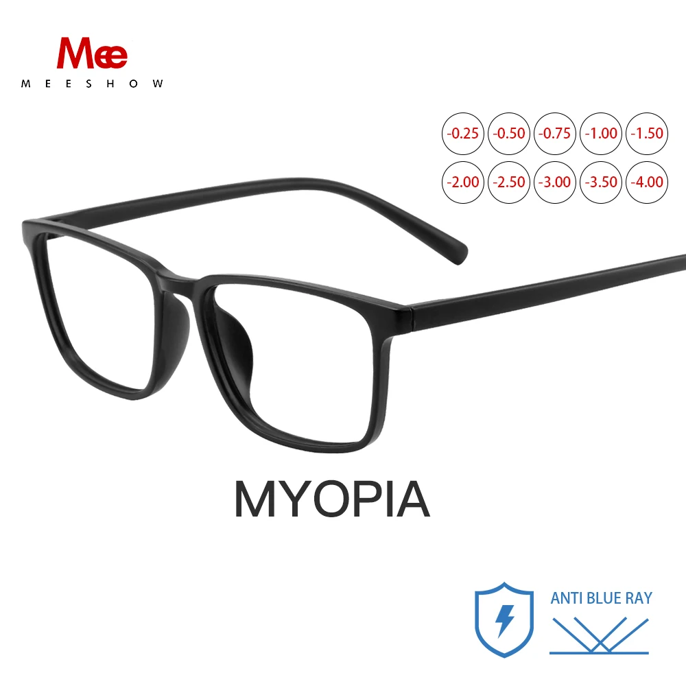 MEESHOW DESIGN Glasses Myopia Anti Blue Light Blocking Men Women Eyeglasses business stylish Men' s Prescription Classic Eyewear