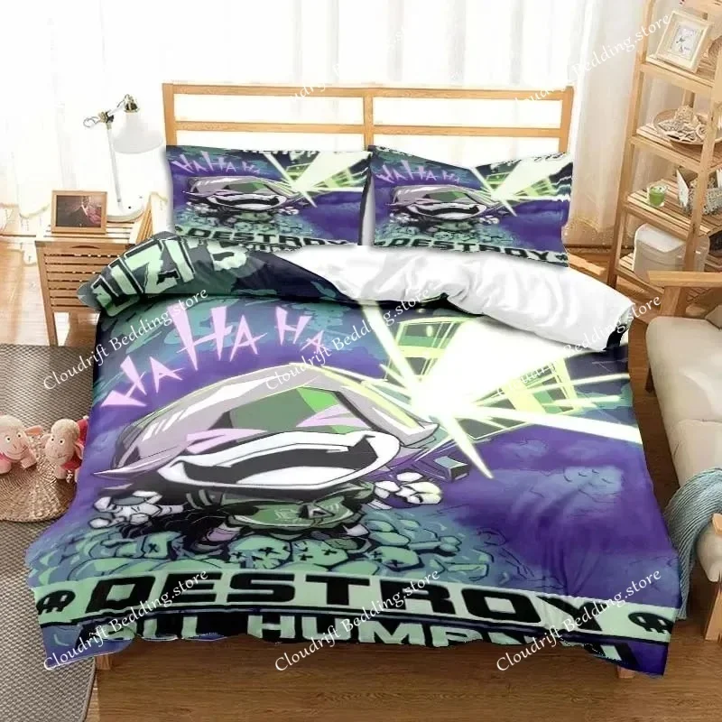 3D Cute Cartoon Anime M-Murder D-Drones Bedding Set Boys Girls Twin Queen Size Duvet Cover Pillowcase Bed Kids Adult Gift