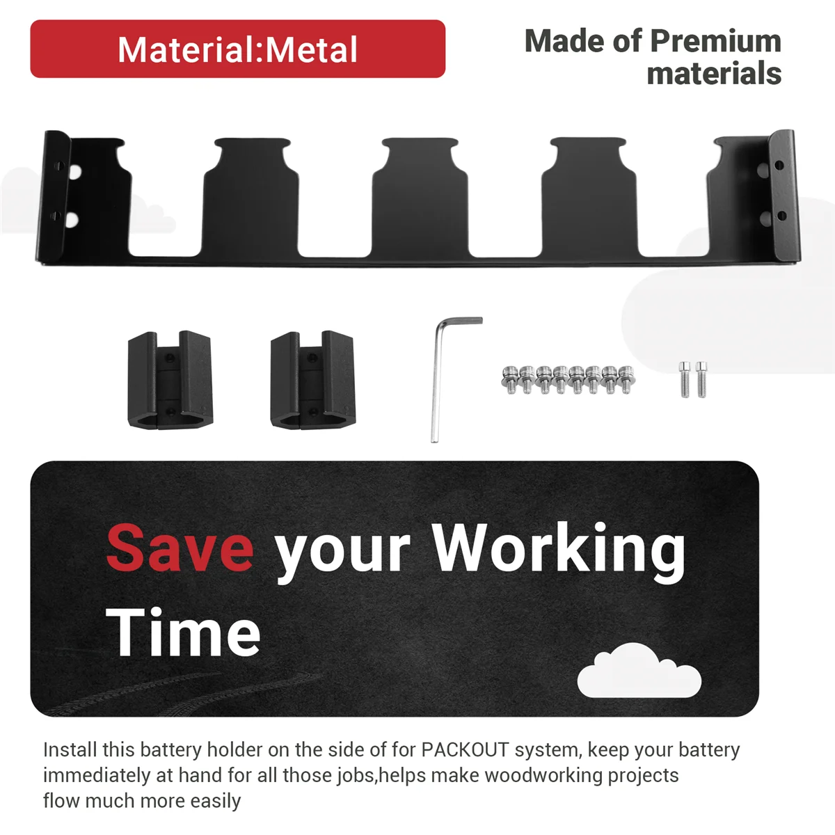

AA98 4-слотовый держатель для батареи, ящик для инструментов, расширительный кронштейн для держателя батареи, легкий боковой кронштейн для хранения батареи, черный