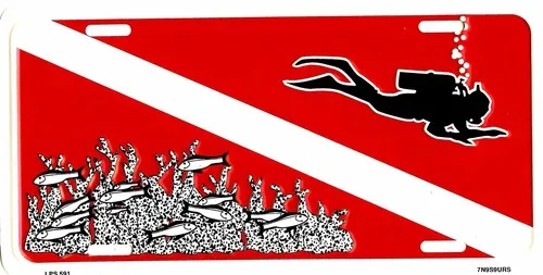 SCUBA DIVER METAL LICENSE PLATE AUTO TAG NUMBER #591 Aluminum