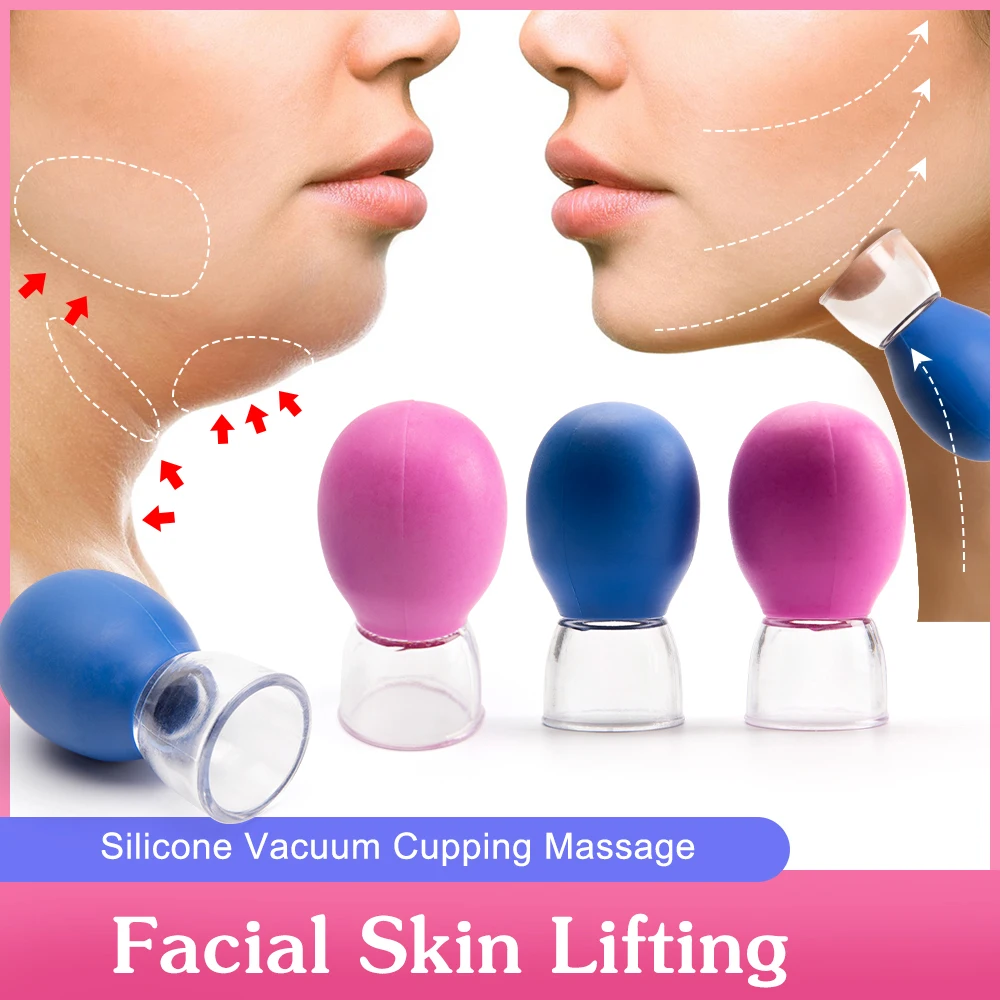 Silicone vácuo cupping massagem frascos anti celulite massagem facial ventosas rosto pescoço elevador raspagem da pele guasha anti rugas