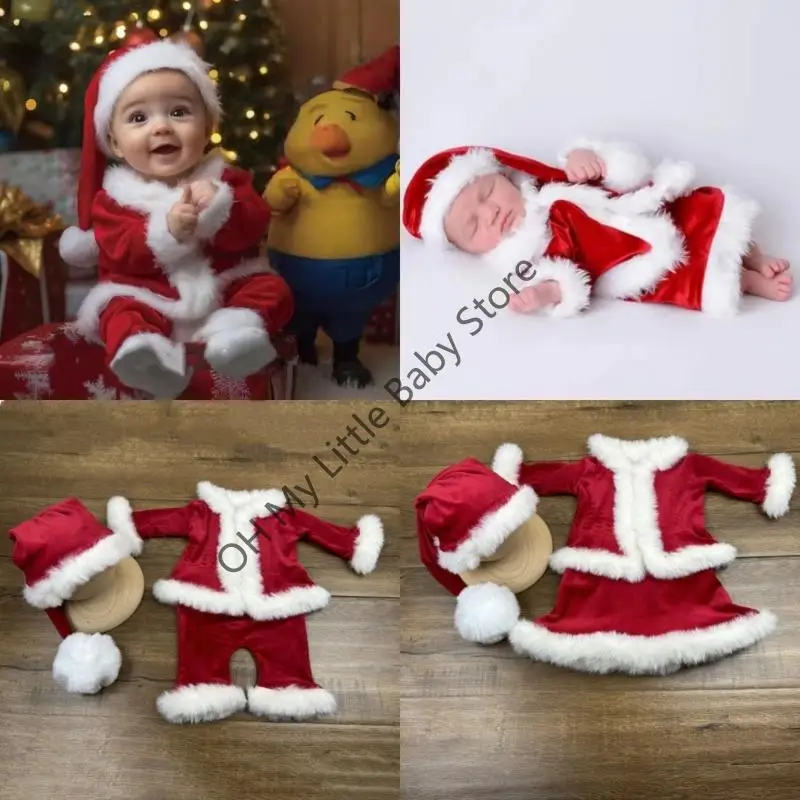 

M76C Newborn Holiday Photo Outfit Festive Theme Soft Fabric Easy Dressing Design