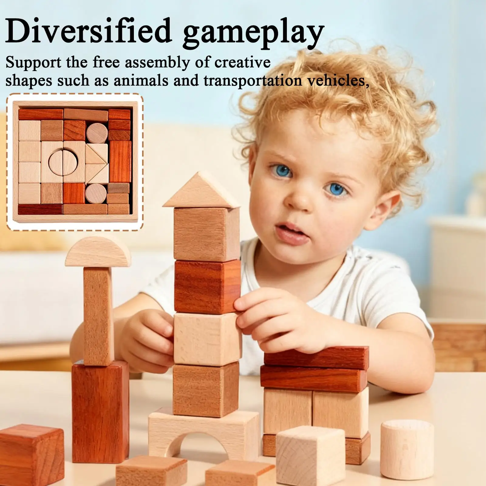 Wooden Blocks For Kids Learning Game Stacking Game For Kids Ages 5-7 Boys Girls Home Nursery Classroom School Kindergarten