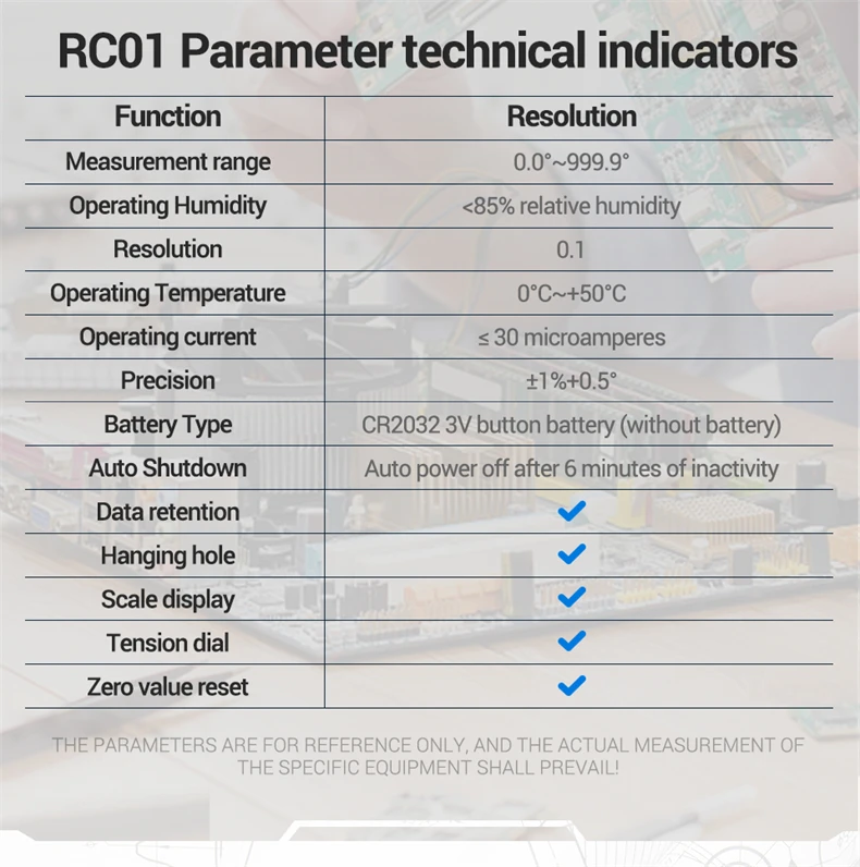 ANENG RC01 Digitaler Winkelmesser 0,0‑999,9 ° Nullpunkt-Reset, Datenhaltefunktion, automatische Abschaltung, Präzisions-Messwerkzeug für die Holzbearbeitung – Detail 11