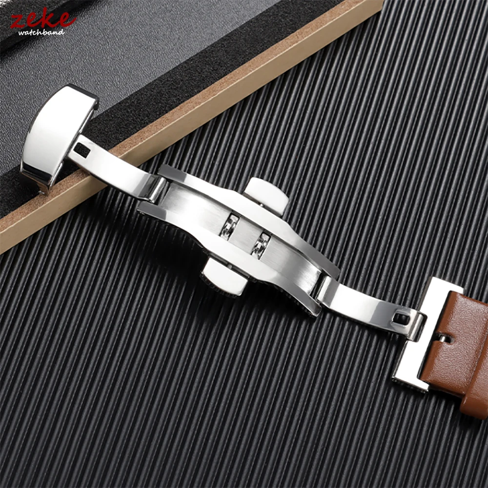 Genuine Leather Watchband 12/14/16/18/19/20/21/22mm Watch Strap for DW Butterfly Buckle Men's & Women's Business with Wooden Box image 3