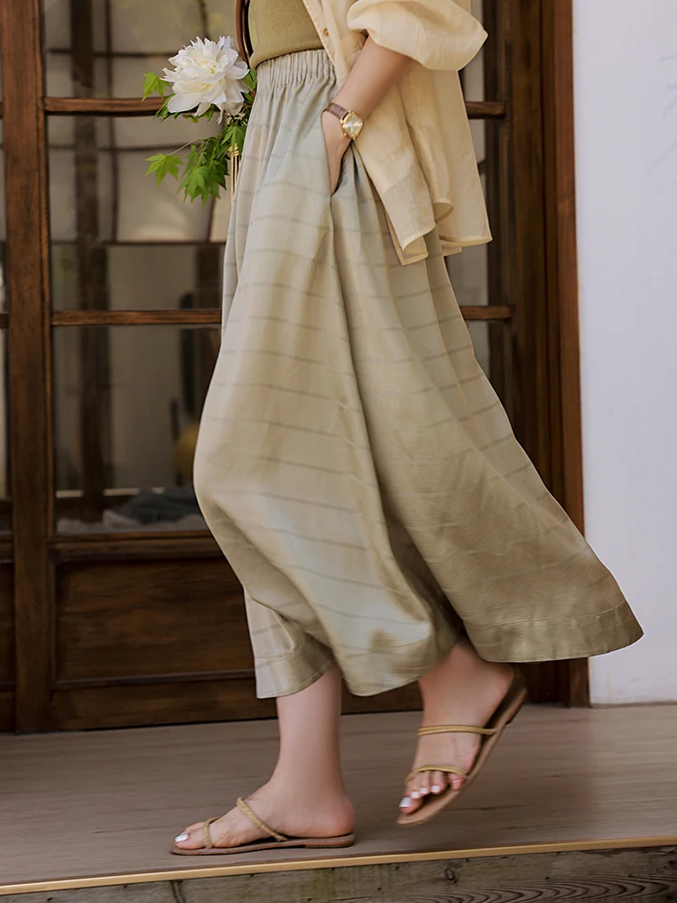 

Юбка макси Mallin Original Design, весна 2026, новая, из ацетата, с вышивкой в полоску, на резинке, свободного кроя